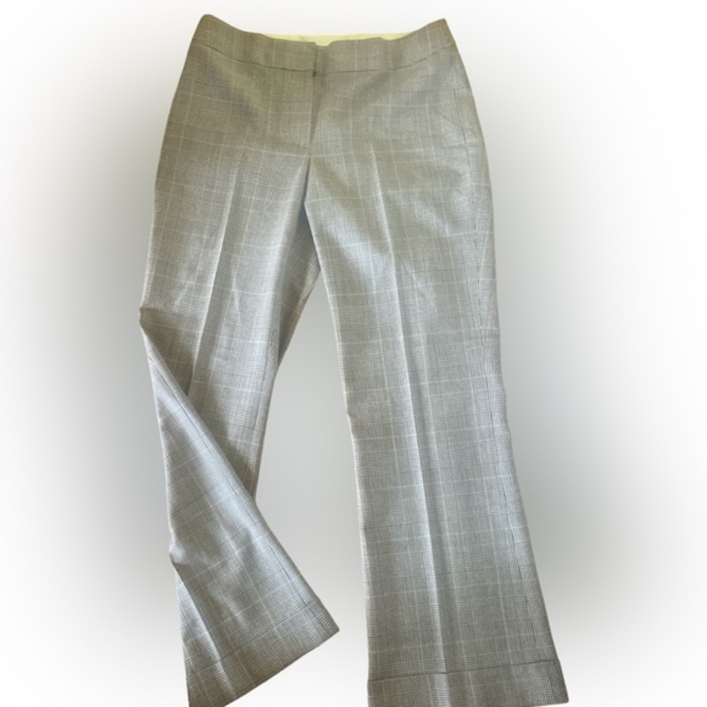 Elie Tahari Plaid Wool Pant - 4 tan plaid , wool nylon